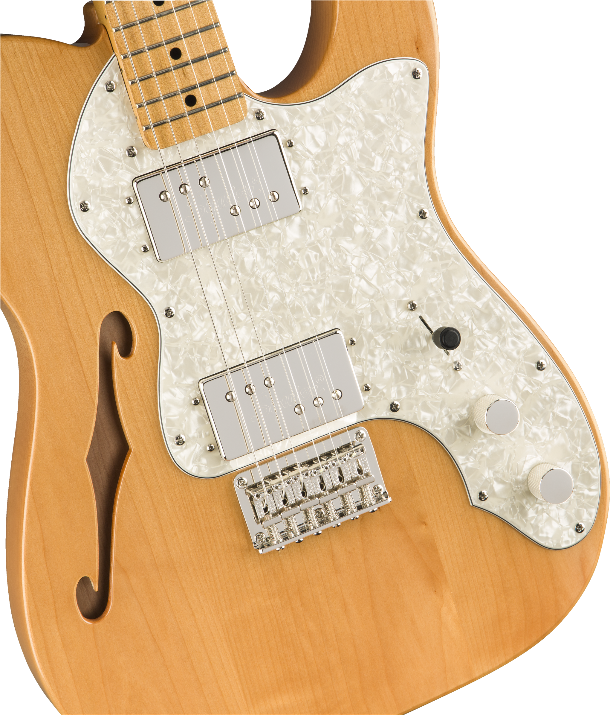 Squier Classic Vibe, 70s Telecaster® Thinline, Natural, Pearl Pickgaurd - Image 3
